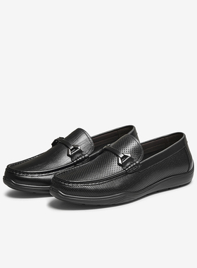 百思图2025秋季新款牛皮乐福鞋豆豆鞋商务通勤男休闲皮鞋51709CM5