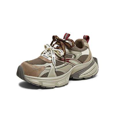 百思图2026春季新款网面透气老爹鞋厚底女运动休闲鞋B7062AM6