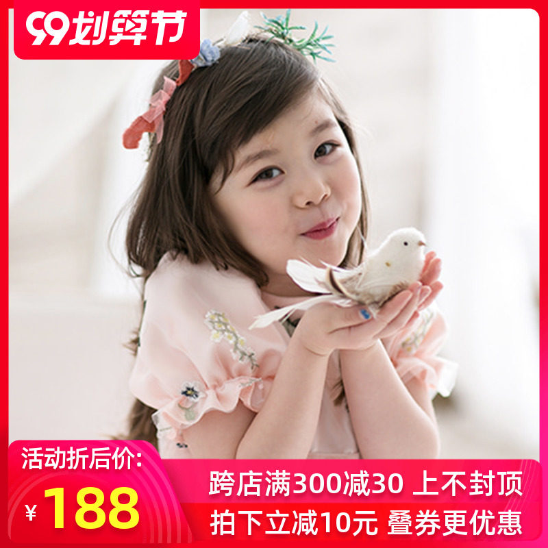 粉色一周岁女宝宝生日礼服女婴儿百天秋季花童公主裙蓬蓬纱洋气