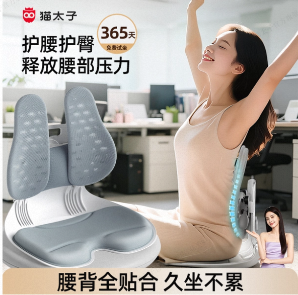 猫太子护腰坐垫久坐神器腰靠腰部支撑靠垫靠背座椅腰枕腰托办公室
