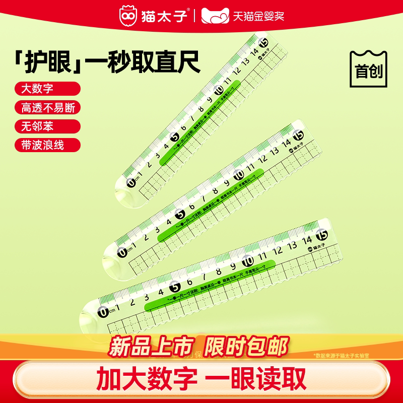 【护眼不挡字直尺】大数字带波浪图片