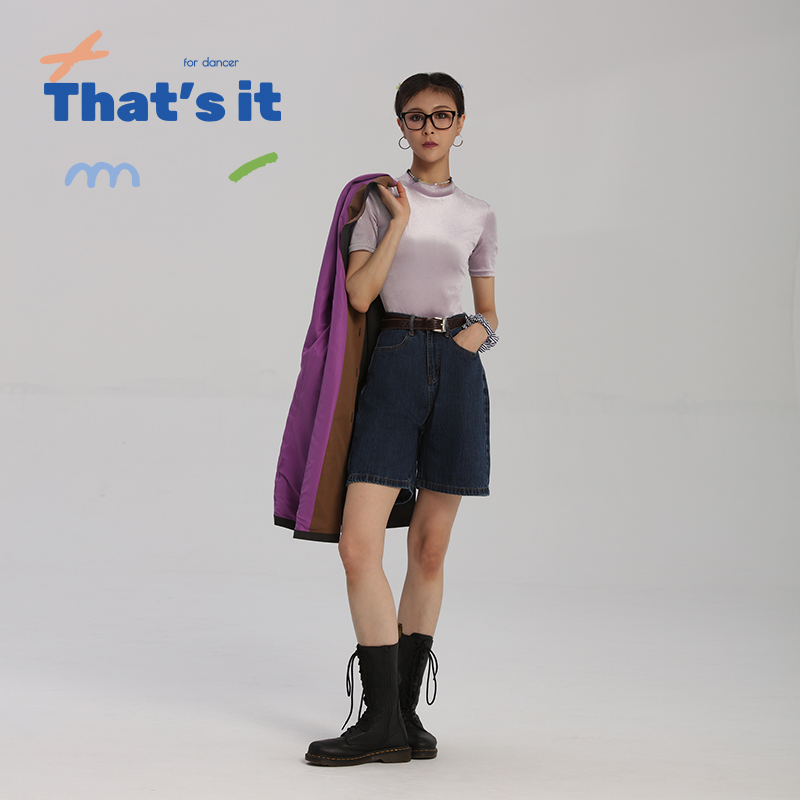 周丽君联名系列That's it&BAIWU丝绒立领短袖上衣ZLJ23581001