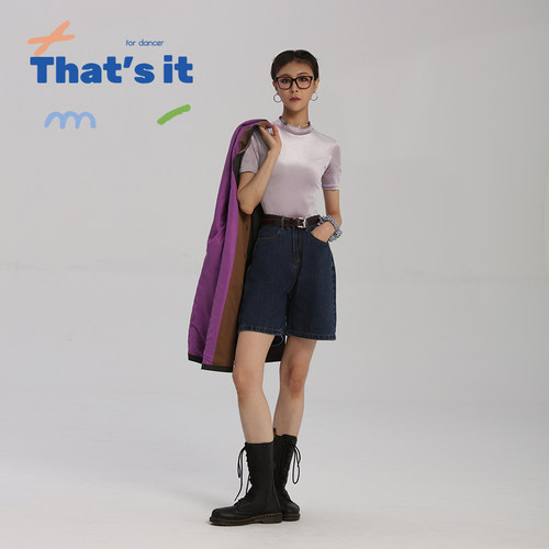周丽君联名系列That's it&BAIWU丝绒立领短袖上衣ZLJ23581001
