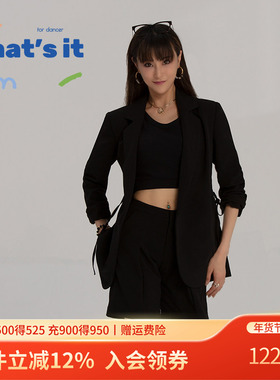 周丽君联名系列That's it&BAIWU收腰系绳黑色休闲西服ZLJ24581019
