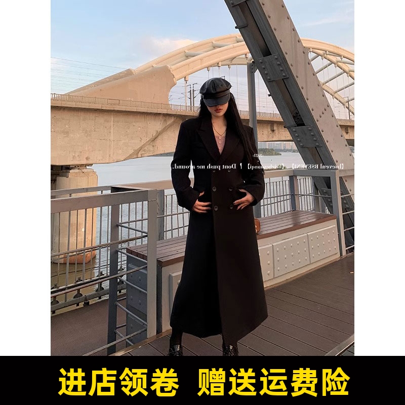 黑泽玄七微胖mm2023冬季新款韩系收腰正肩显瘦毛呢大衣外套女