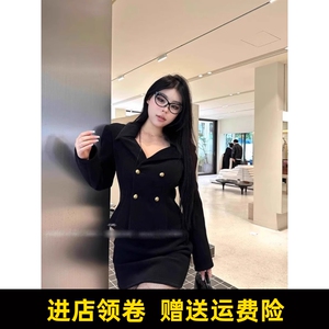 黑泽玄七2023冬季新款显瘦西装外套半身裙两件套加绒御姐风套装女