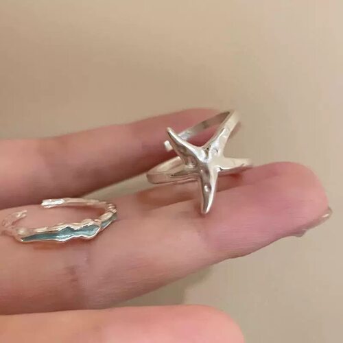 海边度假风海星戒指女ins小众设计感食指戒开口可调节叠戴指环潮