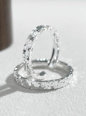 碎冰冰戒指女ins小众轻奢高级感开口可调节食指戒百搭情侣对戒