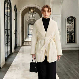 90白鹅绒羽绒服女2025冬装高端可拆卸马海毛大翻领鹅绒服一手长