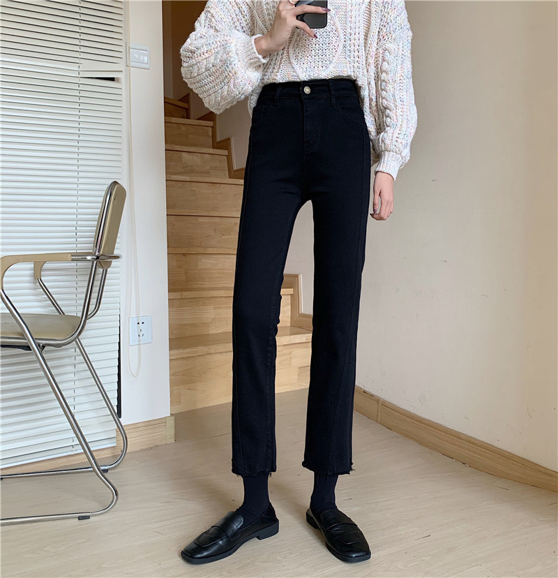 Real price autumn and winter loose micro pull tube high waist show thin wide leg jeans women