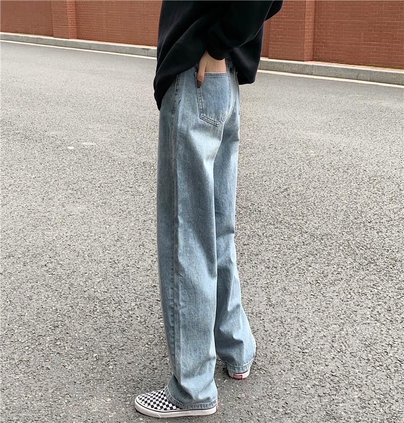   實拍 實價 新款復古寬鬆高腰顯瘦百搭闊腿牛仔褲女