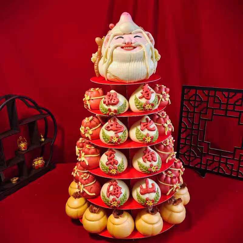 金穗朵中式蛋糕老人过生日寿桃馒头过寿花馍六层寿塔八层多层福糕