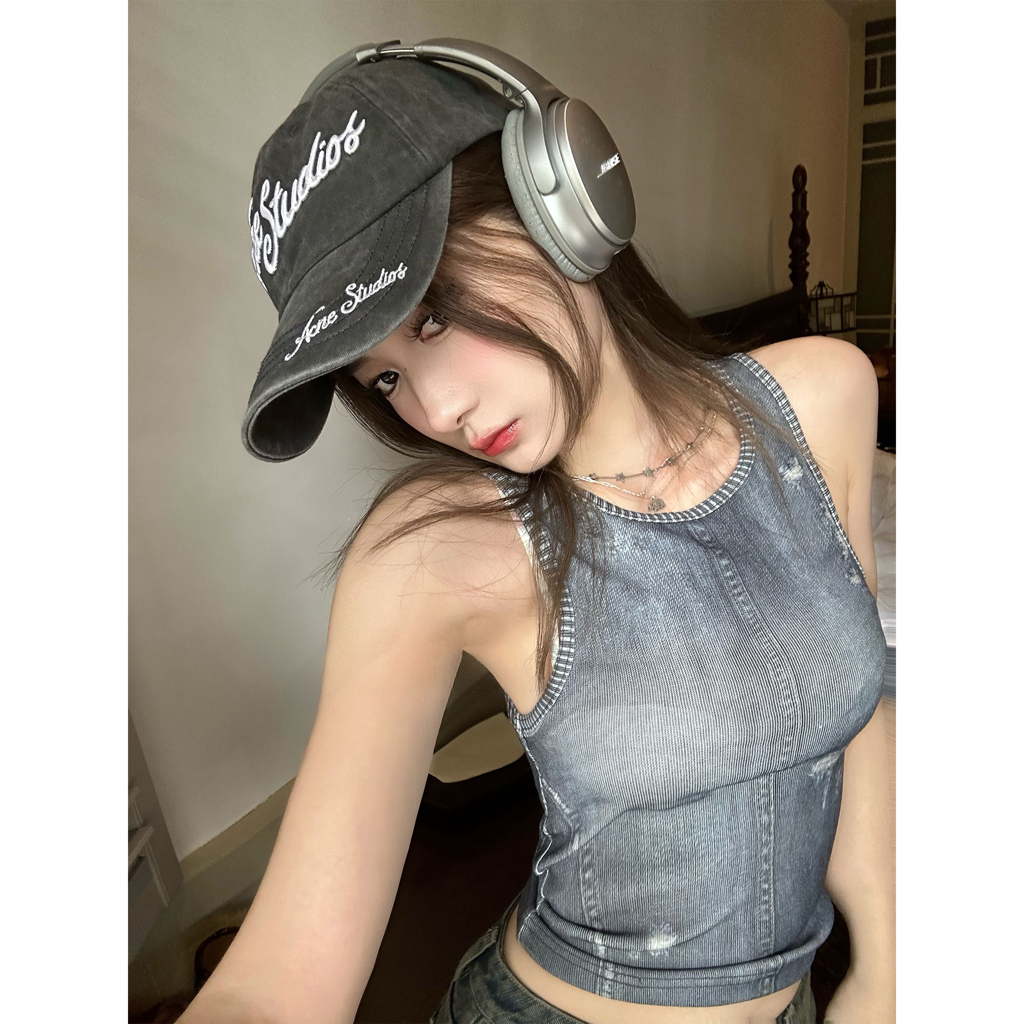 XinleiLin牛仔扎染吊带背心