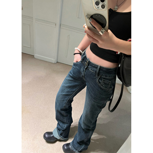 Lin 牛仔裤 复古女孩 女春夏修身 子 夏日高弹力直筒牛仔裤 Xinlei