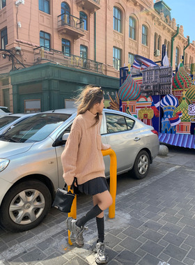 Xinlei Lin  粉嫩秋天~私服mar*i羊仔毛粉色套头毛衣毛针织衫