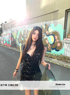 Xinlei Lin  春和景明”ins博主风网纱绣花吊带连衣裙短裙女春夏