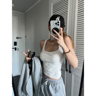 特殊压花工艺双色背心上衣女春夏穿搭 蝴蝶结 Xinlei Lin