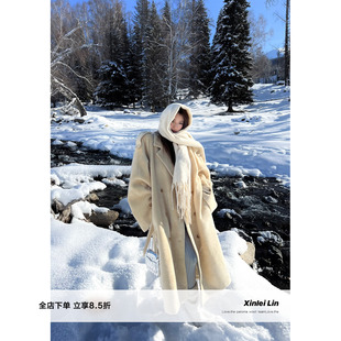 风衣式 Xinlei 呢料长毛贵气感长款 富人区大衣 大衣外套女冬 Lin