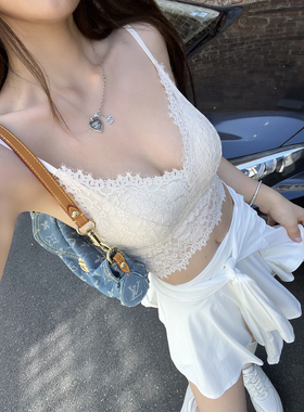Xinlei Lin “闺房蕾丝”可单穿带胸垫蕾丝吊带bra内搭上衣女春夏