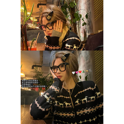 XinleiLin双色圣诞针织开衫