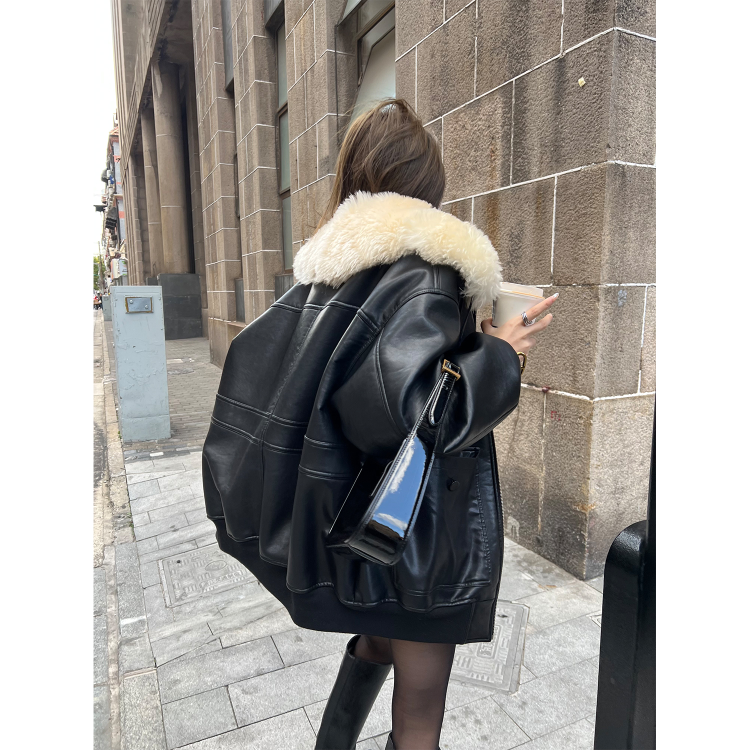 XinleiLin双色加厚皮衣外套毛领