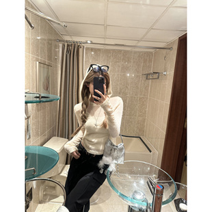 毛针织衫 白色云朵微透绒毛感套头衫 女春夏上衣女 Lin Xinlei