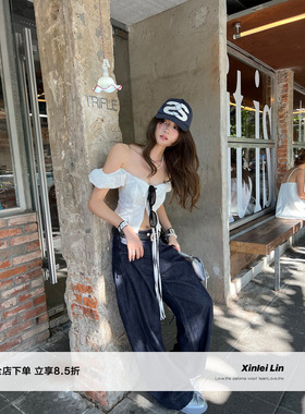 Xinlei Lin “妮系牛仔”夏日原牛色牛仔裤阔腿宽松美式高街低腰