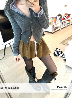 Xinlei Lin “时髦韩妹”r*l经典仿羊绒绞花针织开衫女秋季上衣