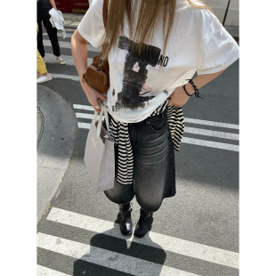 阔腿裤 小众感超拽五分休闲牛仔裤 百搭个性 夏季 Xinlei 中裤 Lin