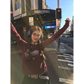 Lin 美高早课 复古美式 Xinlei 英文字母贴布绣刺绣长袖 T恤