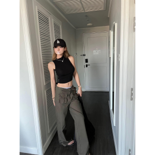 双口袋休闲直筒裤 酷盖工装 工装 裤 女春夏穿搭 Xinlei 长裤 Lin