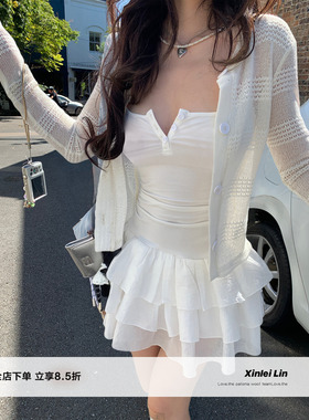 Xinlei Lin “微风情书”镂空够花透气薄款针织开衫女春夏新款