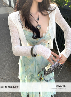 Xinlei Lin “费伊西亚”长短不规则针织小开衫长袖倡议女春夏