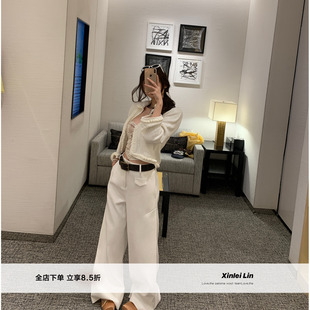 Xinlei Lin“超模神裤”侧面压褶微喇西装裤休闲裤女长裤春季新款