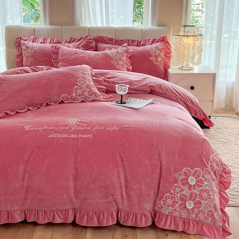 冬季婴儿绒刺绣四件套水晶珊瑚绒牛奶双面绒被套床单床上轻奢裸睡,床上用品,床品套件/四件套/多件套,淘宝优惠券,粉丝福利购,淘宝优惠卷