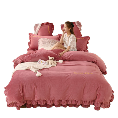 冬季四件套水晶绒公主风