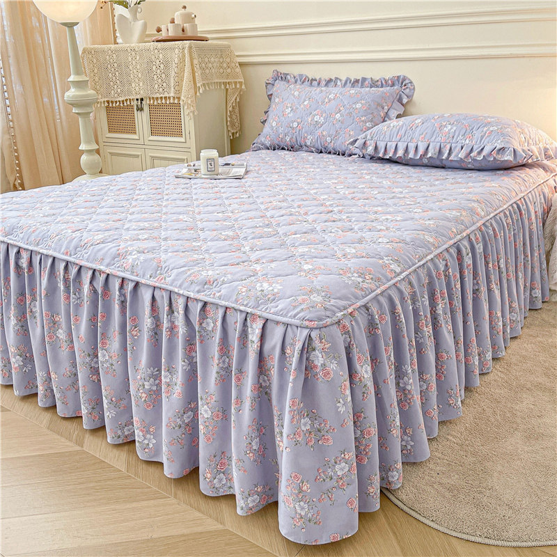 夹棉床笠式床裙二合一床罩田园风床围裙保护套下摆遮丑防滑四季