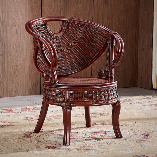 阳台藤椅单人腾椅靠背椅家用真藤藤编老人休闲椅子办X公用天然滕