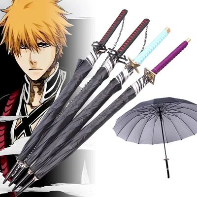 Kurosaki Ichigo Katana Umbrella Long UV Blocking Black Paras