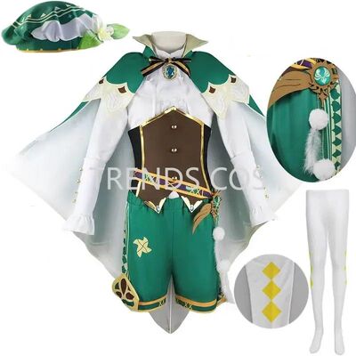 Venti Cosplay Costume Vest Shorts Hat Stockings Venti Outfit