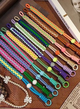 Braided Mobile Phone Lanyard Strap W/Patch Wrist Strap Anti-