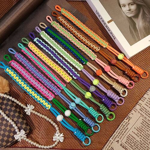 Braided Mobile Phone Lanyard Strap W/Patch Wrist Strap Anti-