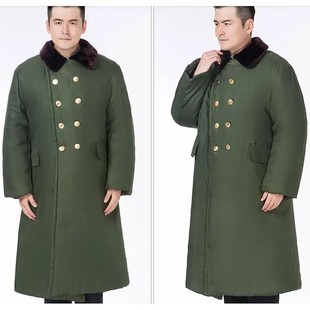 Winter Vintage Chinese 2.4 Men Thick Green Overcoat 70s