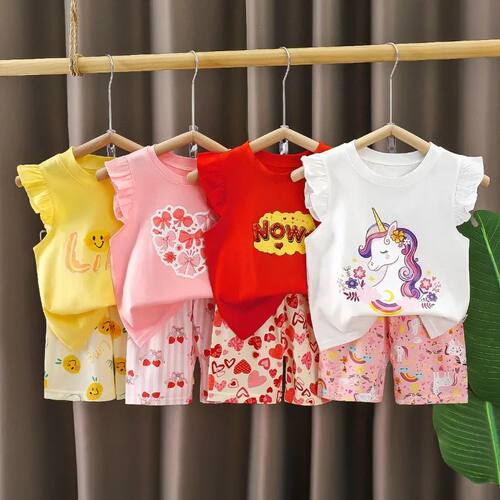 Baby Girls Clothes Sets for Kids T-shirt Tops+Short Pants Cl