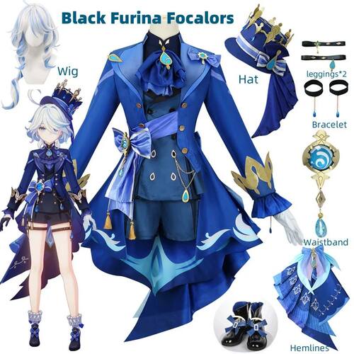 Furina Cosplay Costume Wig Hair Impact Fontaine Focalors wit