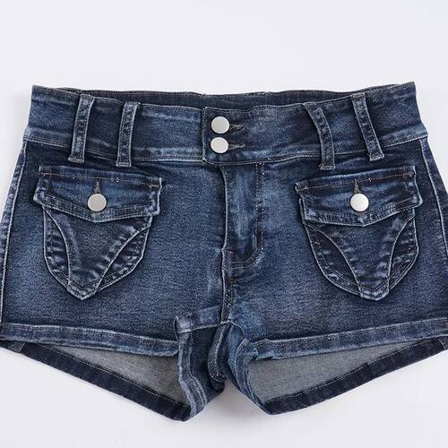American Street Old Design Pocket Button Low-rise Jeans Y2k