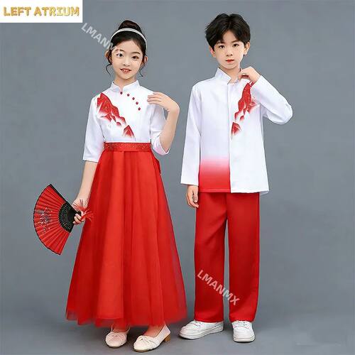 Children's Chinese style performance costume, red patriotic