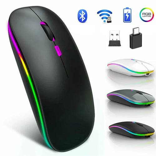 Wireless Mouse Bluetooth--compatible RGB Rechargeable Mouses