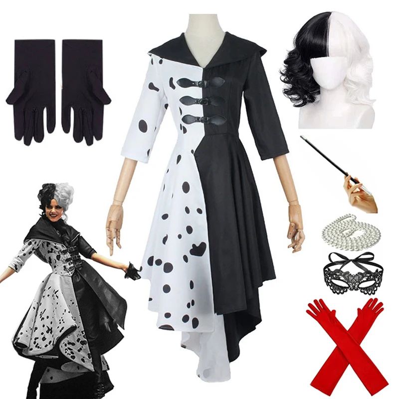 Adults Black White Witch Deville Cosplay Costume Dress for W