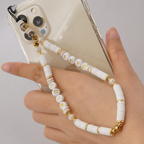 2021 Trendy Mobile Strap Phone Charm Pearl Soft Pottery Bead